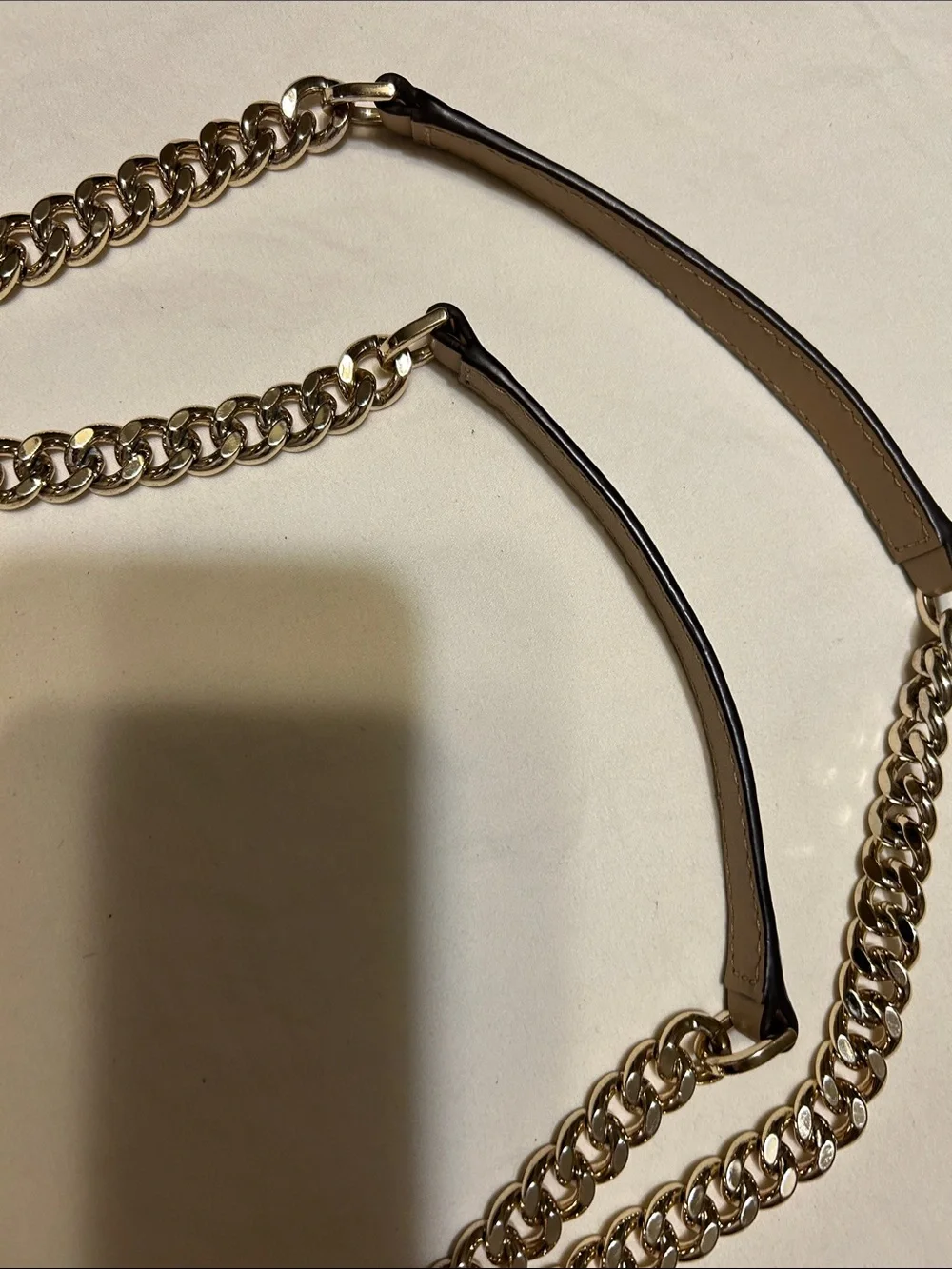 Michael Kors Taupe Crossbody Bag with Gold Chain